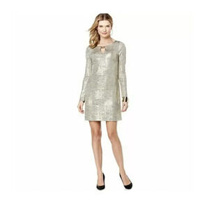 Elegant Silver Long Sleeve Dress